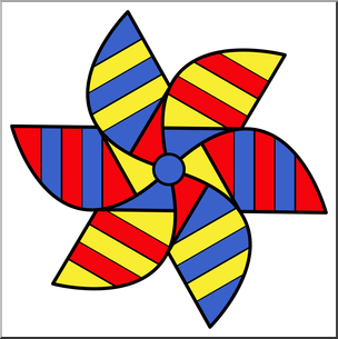 Clip Art: Pinwheel: 6 Blades 2 Color 2