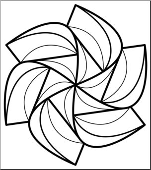 Clip Art: Pinwheel: 6 Blades 4 B&W