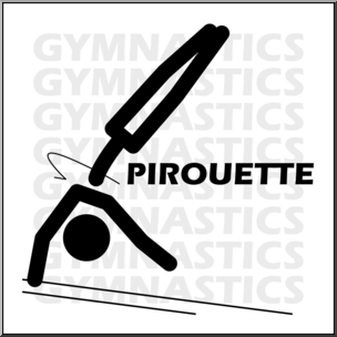 Clip Art: Gymnastics: Pirouette B&W
