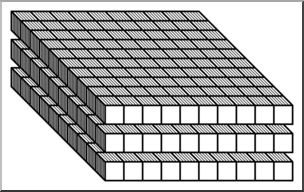 Place Value Blocks B&W 0300 Horizontal Clip Art