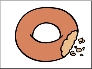 Clip Art: Doughnut: Plain w/ Bite Color