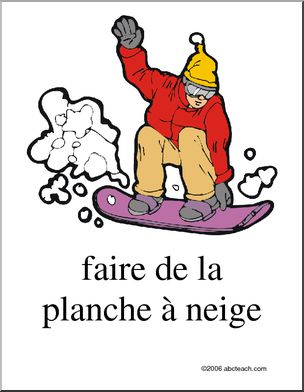 French, Poster, Faire de la planche â€¡ neige