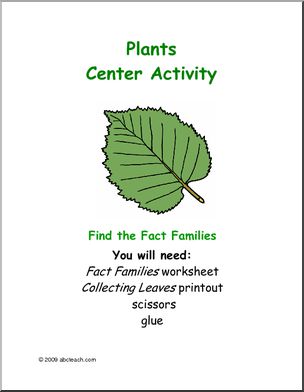 Learning Center: Plants – Math Fact Families (elem)