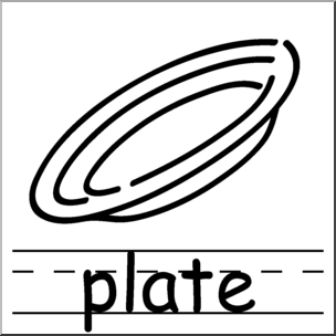 Clip Art: Basic Words: Plate B&W Labeled