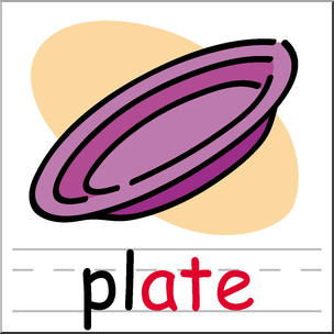 Clip Art: Basic Words: -ate Phonics: Plate Color