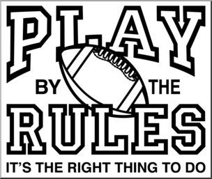 Clip Art: Play by the Rules Football B&W