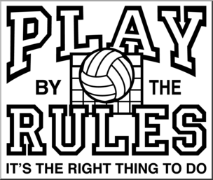 Clip Art: Play by the Rules Volleyball B&W