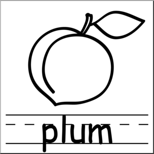 Clip Art: Basic Words: Plum B&W Labeled