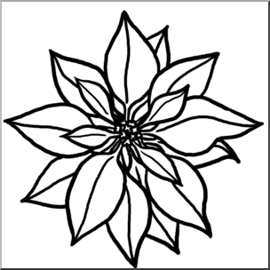 Clip Art: Poinsettia B&W