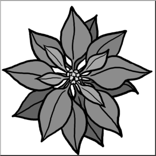 Clip Art: Poinsettia Grayscale