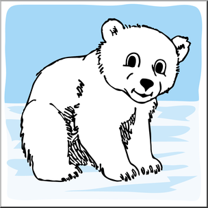 Clip Art: Cartoon Polar Bear Cub Color