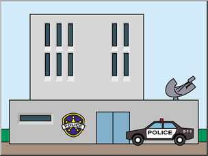 Clip Art: Buildings: Police Station Color