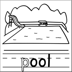 Clip Art: Basic Words: -ool Phonics: Pool B&W