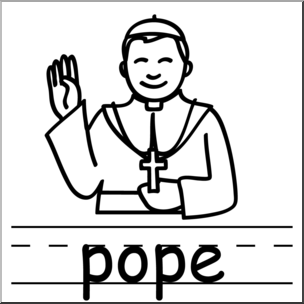 Clip Art: Basic Words: Pope B&W Labeled