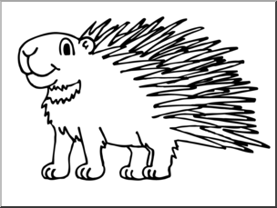 Clip Art: Cartoon Porcupine B&W