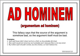 Amigo modelo Mantenimiento Poster: Fallacy – Ad Hominem – Abcteach