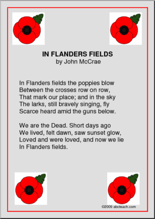 Poster: In Flanders Fields (first two stanzas)