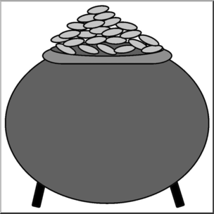 Clip Art: Basic Shapes: Pot of Gold Grayscale