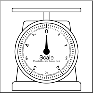 Clip Art: Weights and Measures: Pound Scale 1 B&W