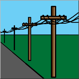 Clip Art: Electricity: Power Lines Color