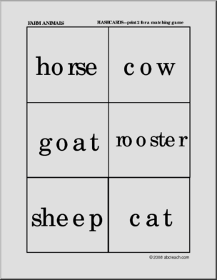 Matching: Farm Animals Words (preschool/primary)