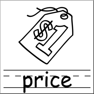 Clip Art: Basic Words: Price B&W Labeled