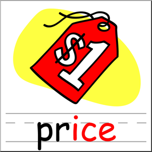 Clip Art: Basic Words: -ice Phonics: Price Color