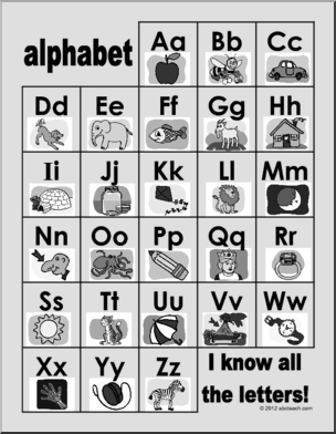 Chart: Alphabet Aa-Zz with Pictures (primary) | Abcteach
