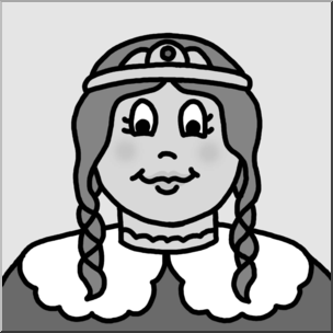 Clip Art: Cartoon Faces: Princess Grayscale
