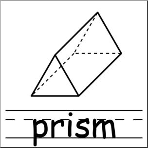 Clip Art: 3D Solids: Triangular Prism B&W 2 Labeled