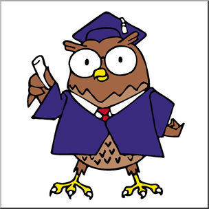 Clip Art: Cartoon Professor Owl Color