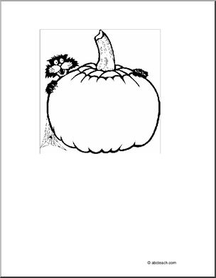 Coloring Page: Halloween – Cat and Pumpkin