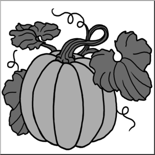 Clip Art: Pumpkin 2 Grayscale