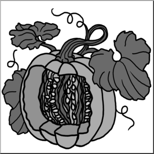 Clip Art: Pumpkin Cut Away Grayscale Blank
