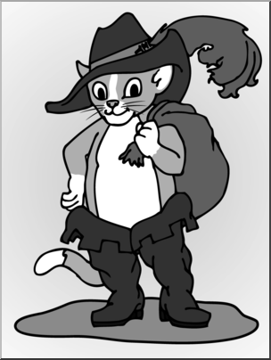 Clip Art: Puss In Boots Grayscale