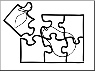 Clip Art: Basic Words: Puzzle B&W Unlabeled