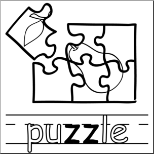 Clip Art: Basic Words: Double Consonants ZZ: Puzzle B&W