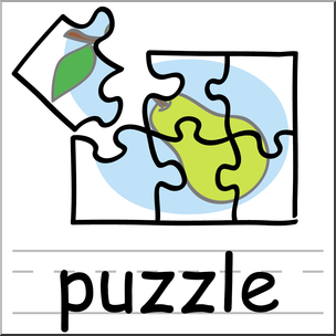 Clip Art: Basic Words: Puzzle Color Labeled