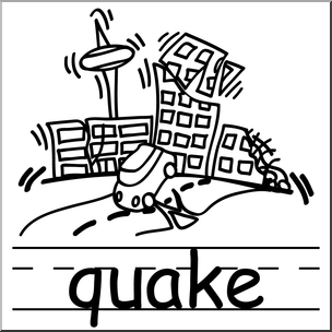 Clip Art: Basic Words: Quake B&W Labeled