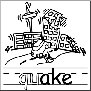 Clip Art: Basic Words: -ake Phonics: Quake B&W