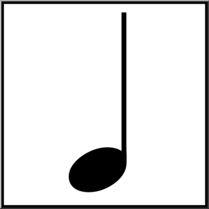 Clip Art: Music Notation: Quarter Note B&W Unlabeled
