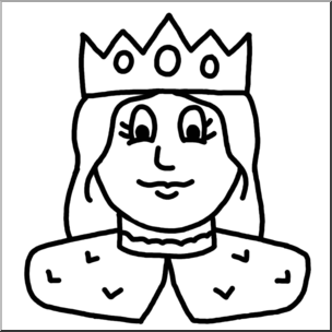 Clip Art: Cartoon Faces: Queen B&W