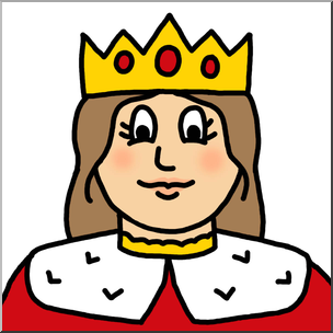 Clip Art: Cartoon Faces: Queen Color 1