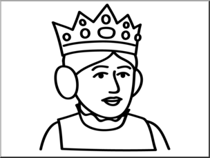 Clip Art: Basic Words: Queen B&W Unlabeled