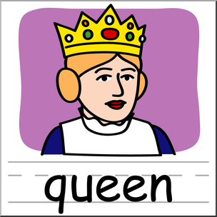 Clip Art: Basic Words: Queen Color Labeled