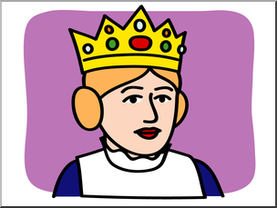 Clip Art: Basic Words: Queen Color Unlabeled