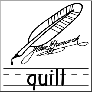 Clip Art: Basic Words: Quill B&W Labeled