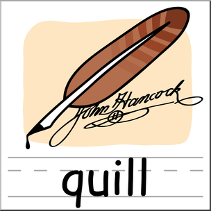 Clip Art: Basic Words: Quill Color Labeled