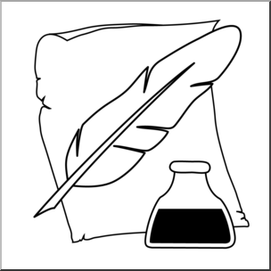 Clip Art: Quill Pen and Inkwell B&W