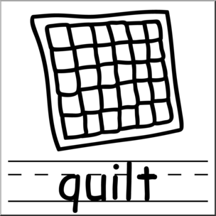 Clip Art: Basic Words: Quilt B&W Labeled